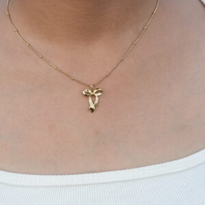 Golden Grace Ribbon Pendant Necklace
