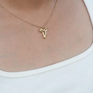 Golden Grace Ribbon Pendant Necklace