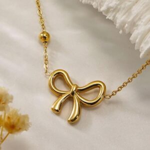 Golden Whisper Bow Necklace