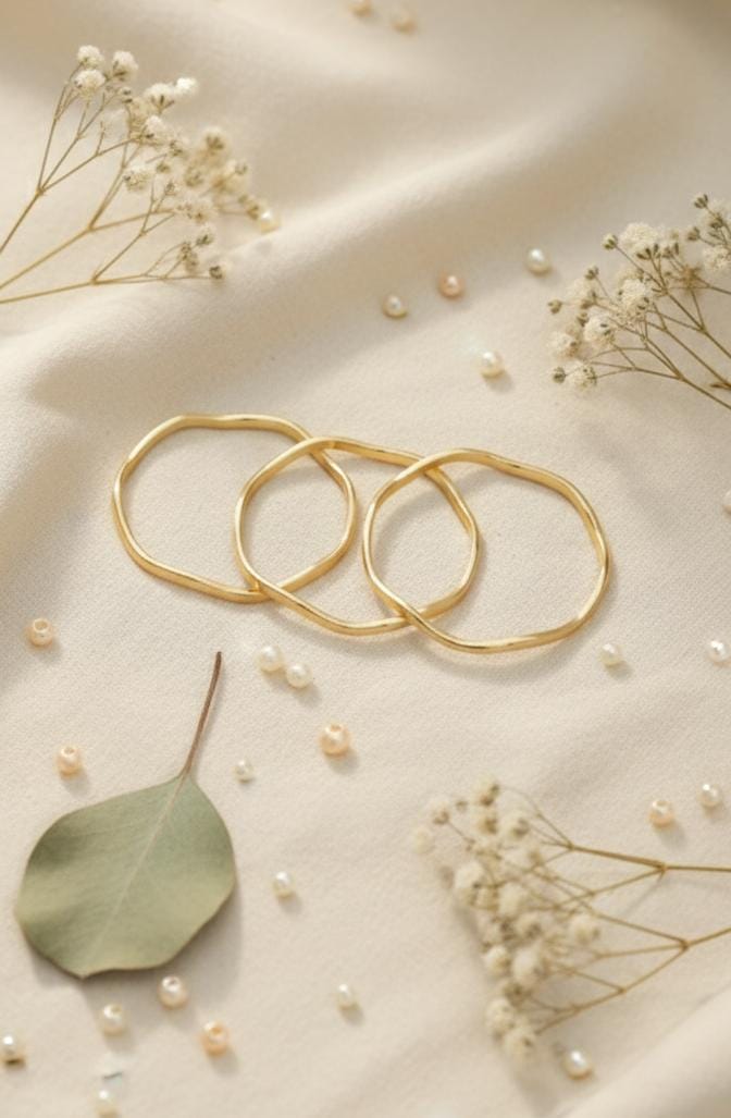 Golden Ripple Bangle Set
