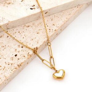 Golden Linked Heart Necklace