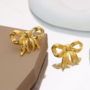 Gold Grace Bow Studs